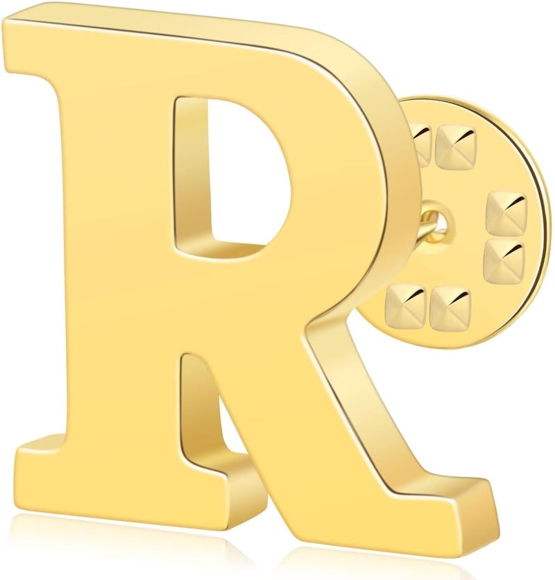 ETHOON Initial Letter Lapel Pins for Men Women Personalized Name Brooch Pins for Men Suits Hats Metal Button Pins Gold A-Z - Image 1